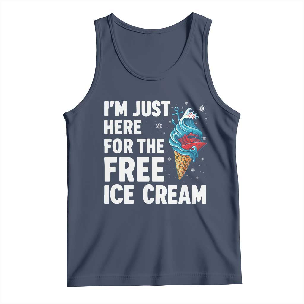 Funny Cruise Tank Top I Am Just Here For The Free Ice Cream TS14 Navy Print Your Wear