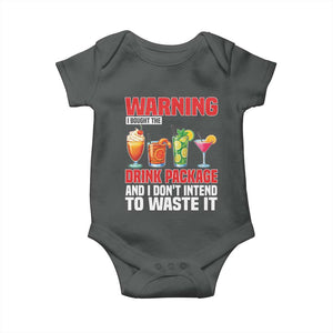 Funny Cruise Ship Baby Onesie Warning I Bought The Drink Package TS14 Dark Heather Print Your Wear