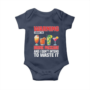 Funny Cruise Ship Baby Onesie Warning I Bought The Drink Package TS14 Navy Print Your Wear