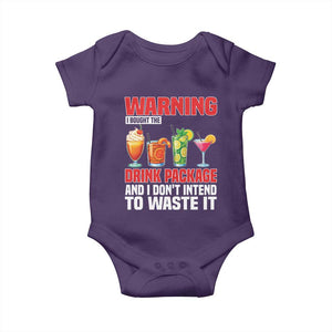 Funny Cruise Ship Baby Onesie Warning I Bought The Drink Package TS14 Purple Print Your Wear