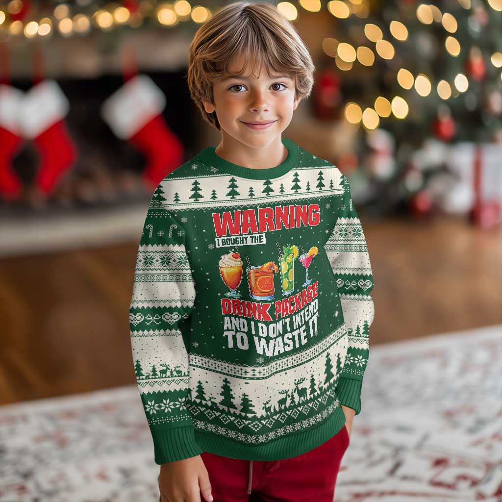 Funny Cruise Ship Ugly Christmas Sweater Warning I Bought The Drink Package TS14 Forest Green Beige Print Your Wear