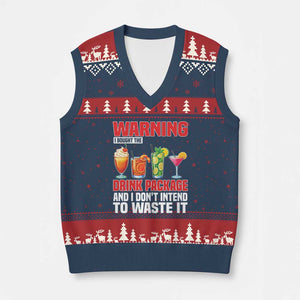 Funny Cruise Ship V-Neck Knit Sweater Vest Warning I Bought The Drink Package TS14 Navy Red Print Your Wear