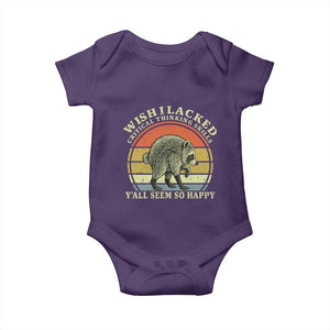 Wish I Lacked Critical Thinking Skills Y'all Seem So Happy Baby Onesie Retro Jimothy Raccoon Sarcastic Quote Gift