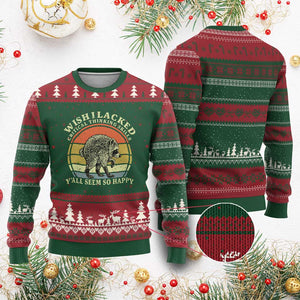 Wish I Lacked Critical Thinking Skills Y'all Seem So Happy Ugly Christmas Sweater Retro Jimothy Raccoon Sarcastic Quote Gift