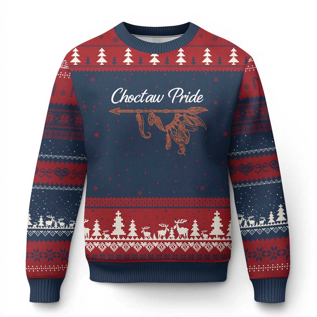 Choctaw Oklahoma OK Pride Native American Ugly Christmas Sweater TS14 Navy Red Print Your Wear