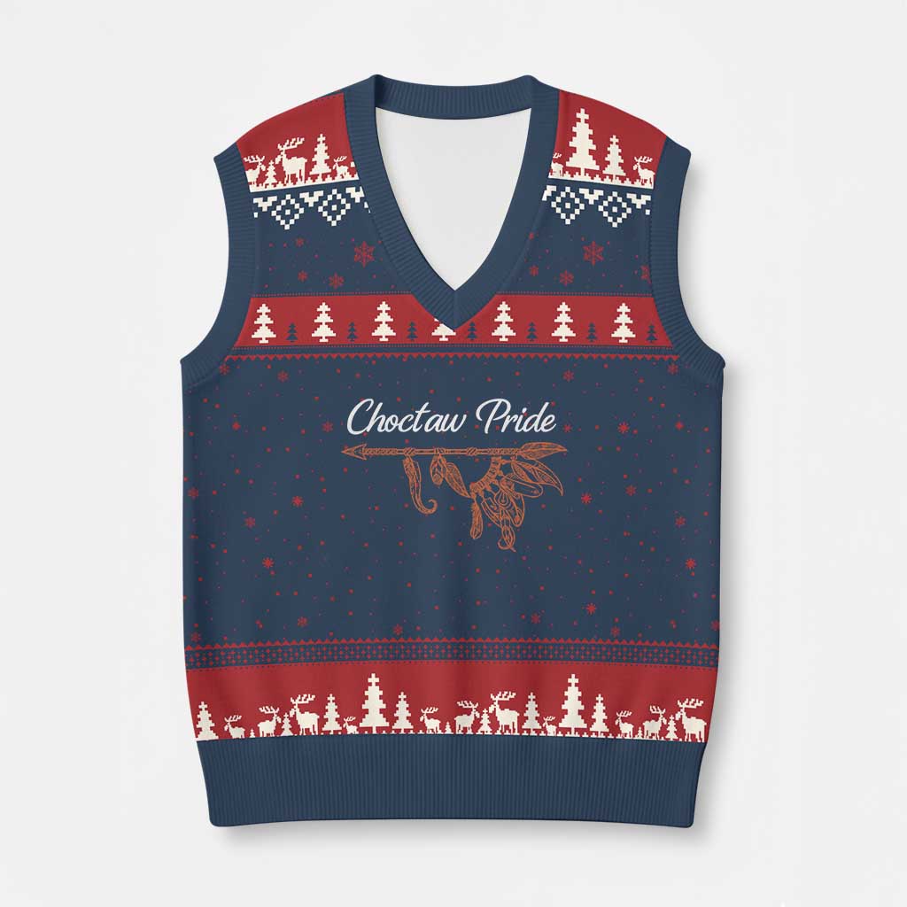 Choctaw Oklahoma OK Pride Native American V-Neck Knit Sweater Vest TS14 Navy Red Print Your Wear