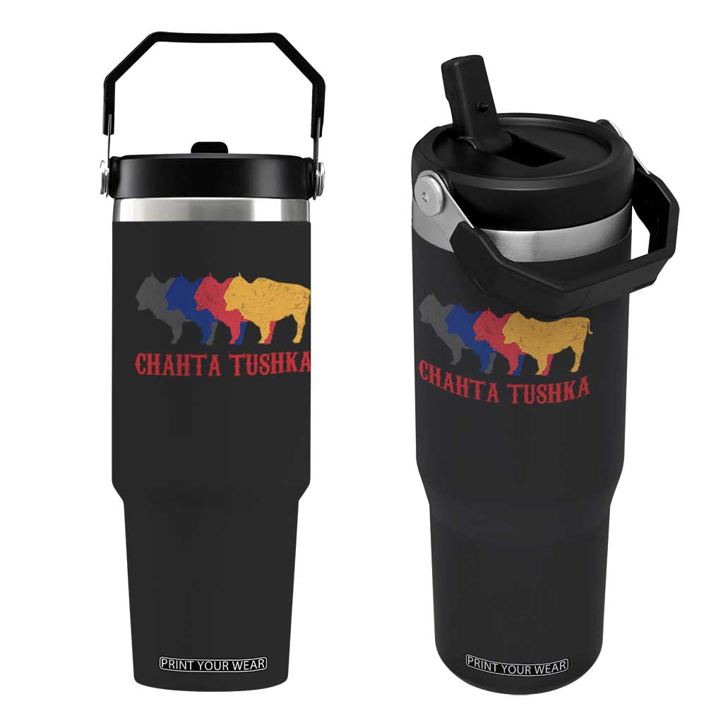 Choctaw Native American Chahta Tushka Flip Straw Tumbler