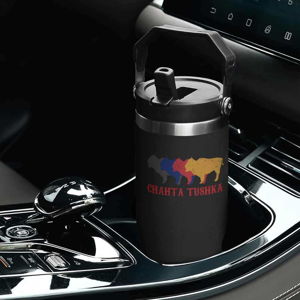 Choctaw Native American Chahta Tushka Flip Straw Tumbler