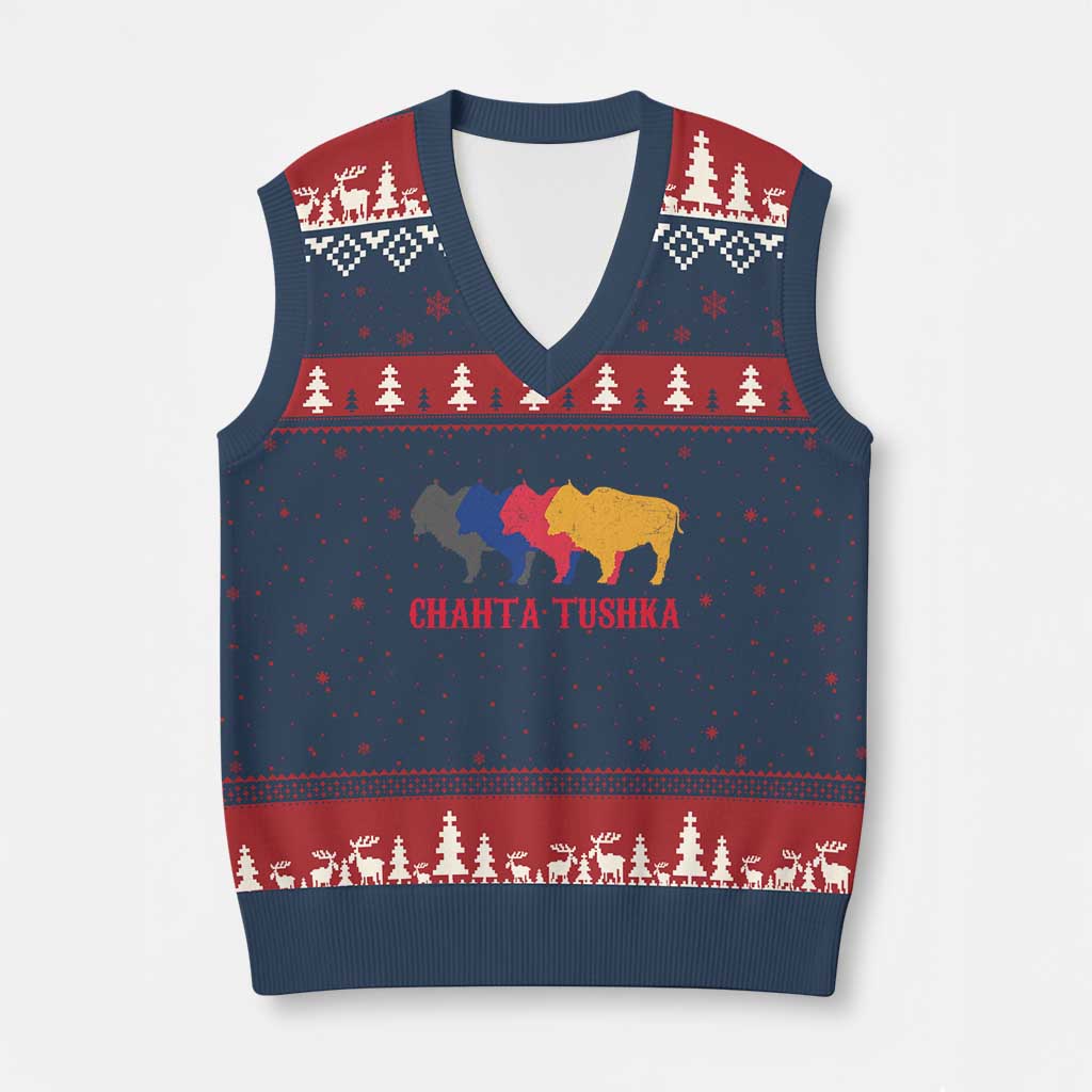 Choctaw Native American Chahta Tushka V-Neck Knit Sweater Vest