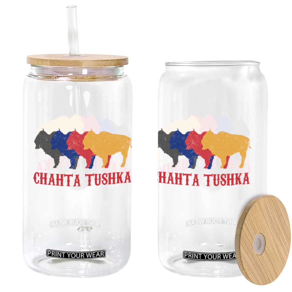 Choctaw Native American Chahta Tushka Glass Can