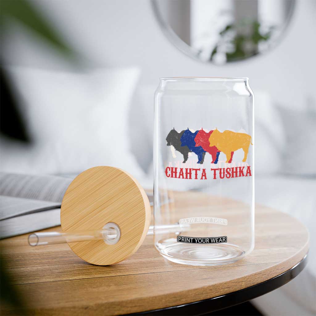 Choctaw Native American Chahta Tushka Glass Can