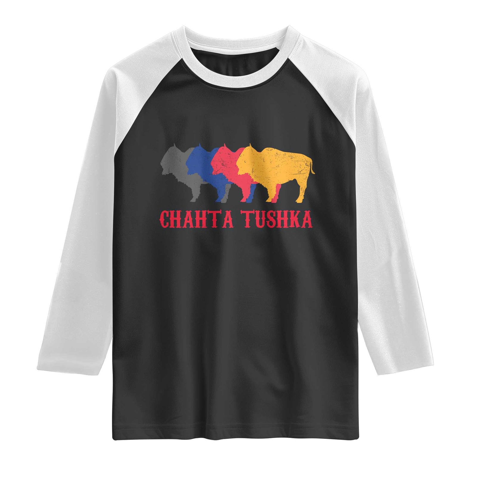 Choctaw Native American Chahta Tushka Raglan Shirt TS14 Black White Print Your Wear
