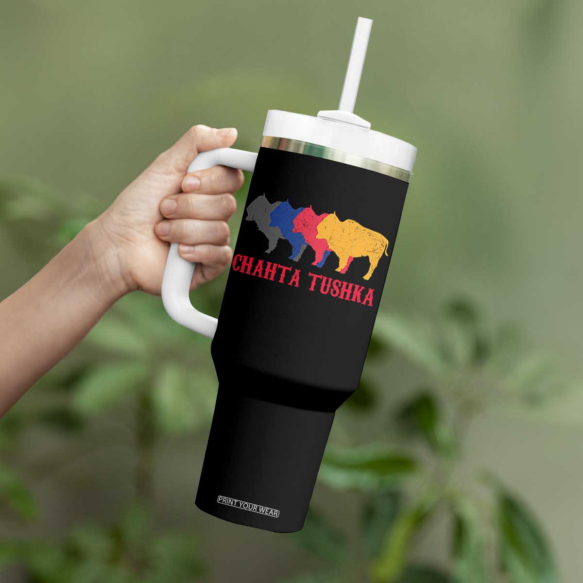 Choctaw Native American Chahta Tushka Tumbler With Handle