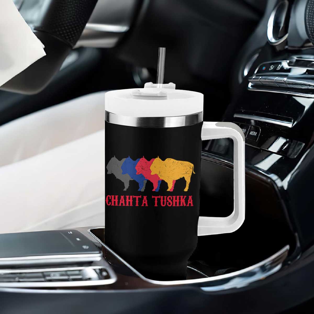 Choctaw Native American Chahta Tushka Tumbler With Handle