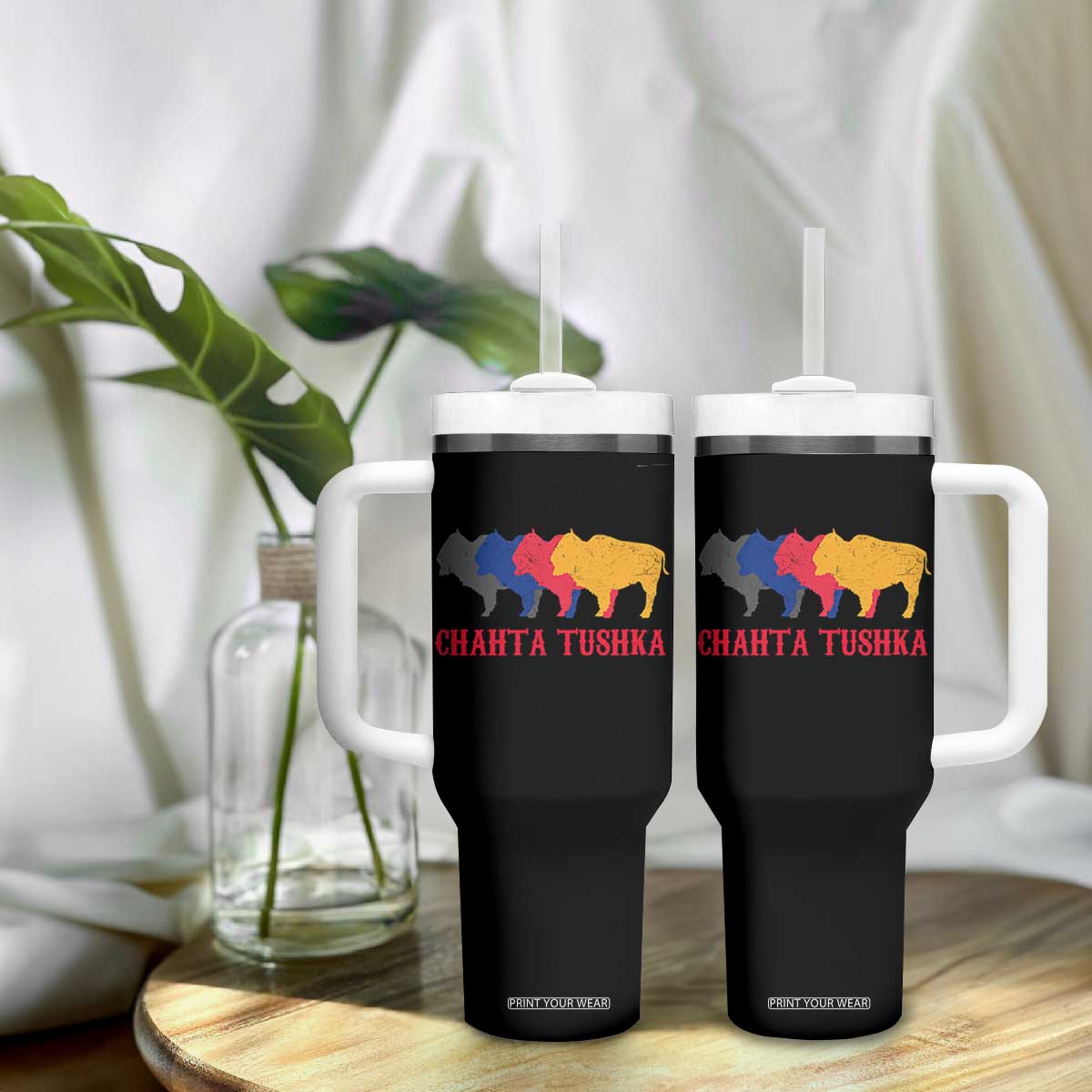 Choctaw Native American Chahta Tushka Tumbler With Handle
