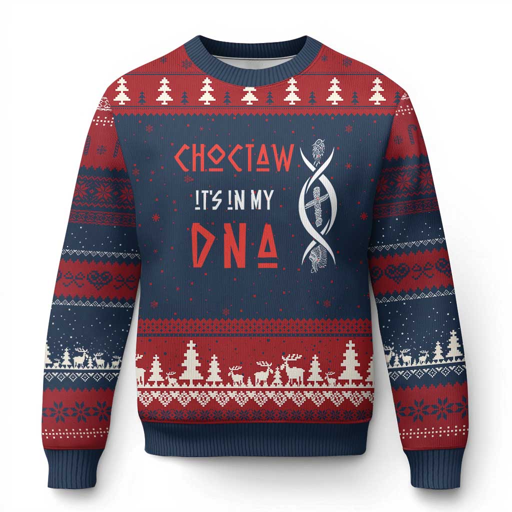 Choctaw Native American DNA Roots Indian Pride Ugly Christmas Sweater TS14 Navy Red Print Your Wear