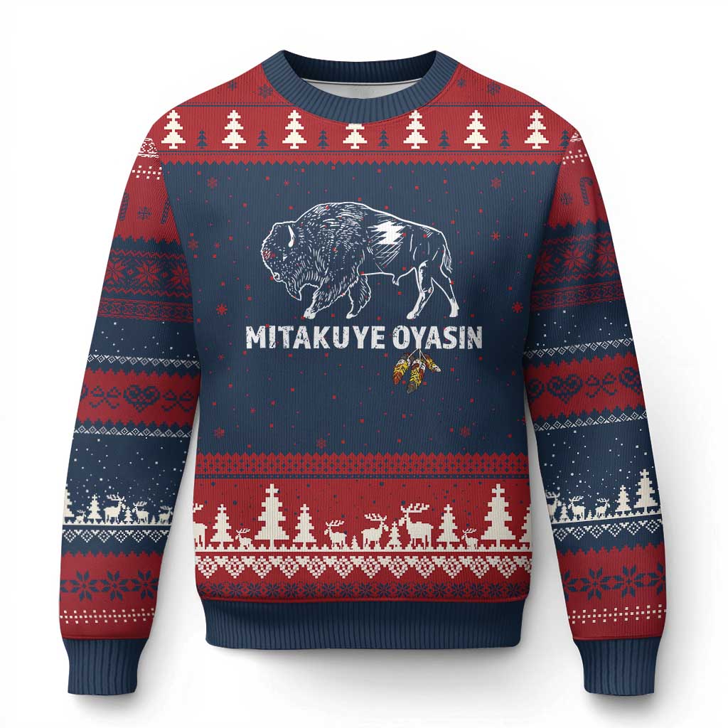 Lakota Tribe Teton Sioux Nation Native American Pride Ugly Christmas Sweater TS14 Navy Red Print Your Wear