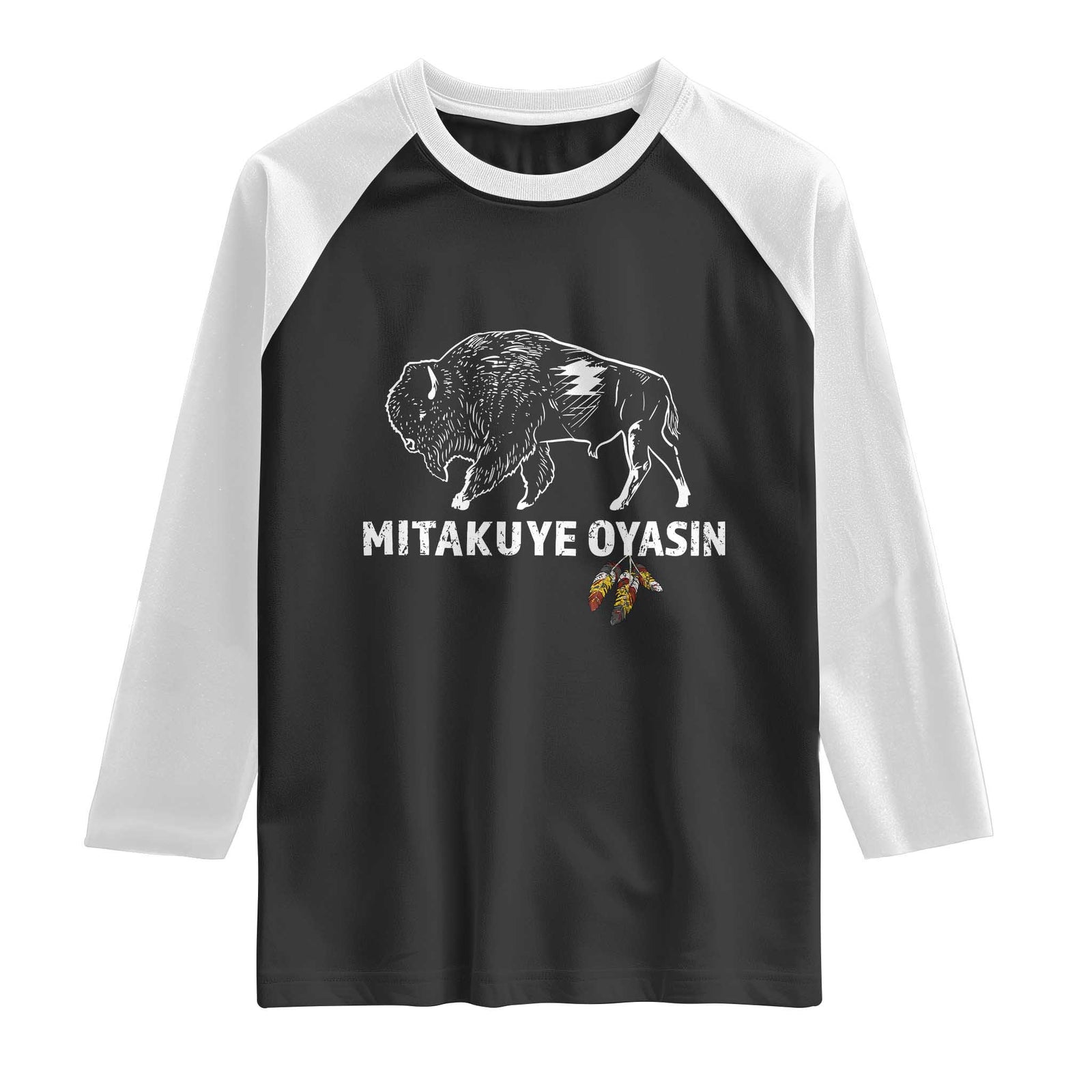 Lakota Tribe Teton Sioux Nation Native American Pride Raglan Shirt TS14 Black White Print Your Wear