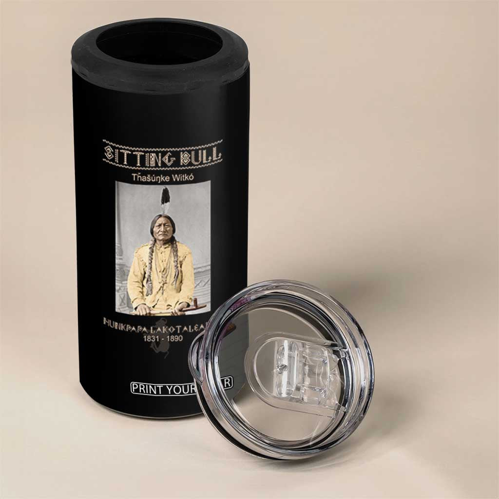 Sitting Bull Lakota Sioux Chief American Indian History 4 in 1 Can Cooler Tumbler