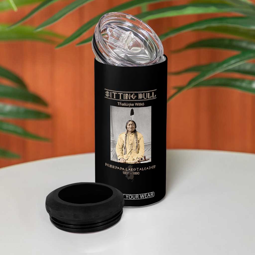 Sitting Bull Lakota Sioux Chief American Indian History 4 in 1 Can Cooler Tumbler