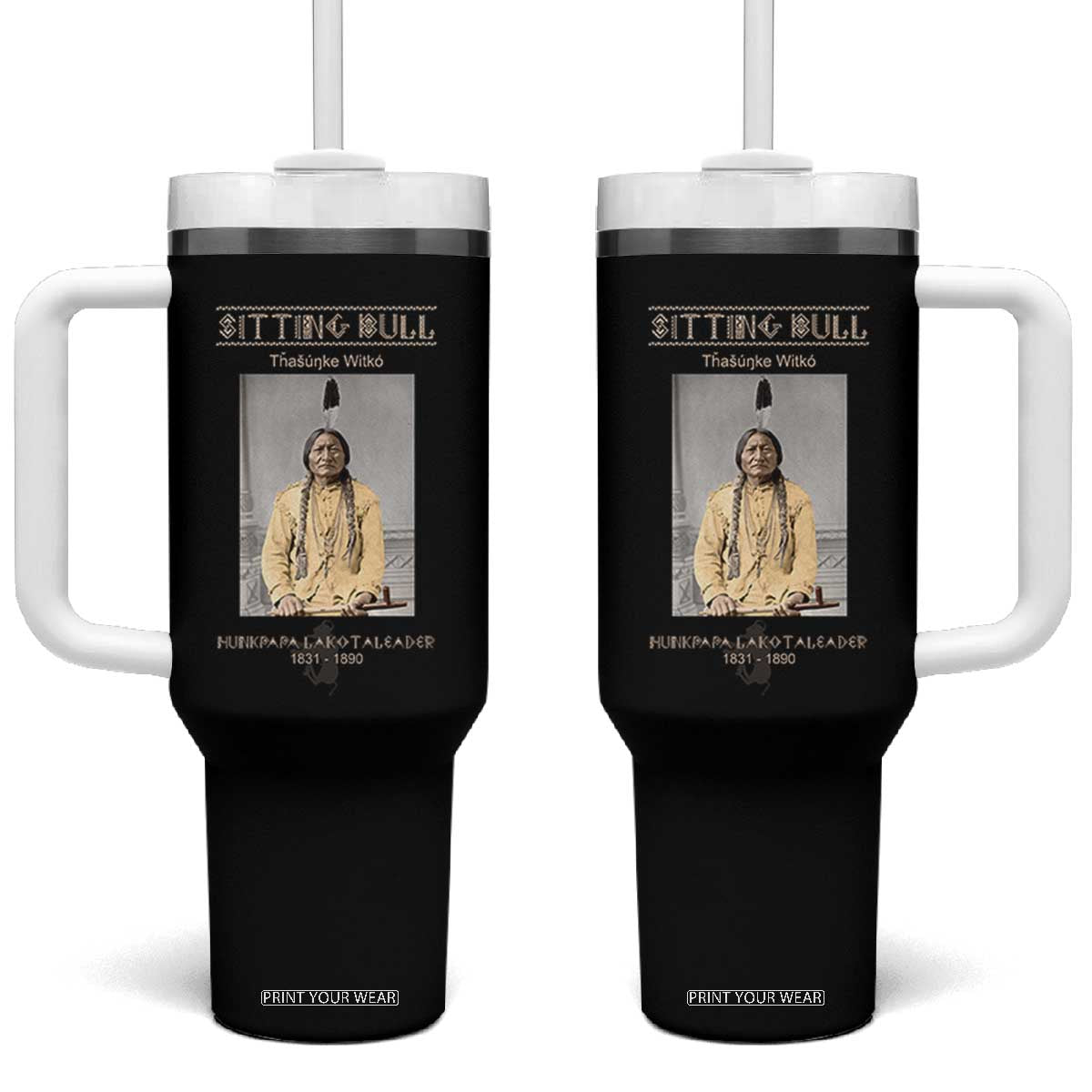 Sitting Bull Lakota Sioux Chief American Indian History Tumbler With Handle