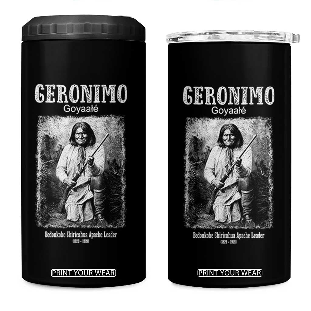 Geronimo Apache Leader American Indian History 4 in 1 Can Cooler Tumbler