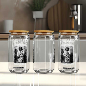 Geronimo Apache Leader American Indian History Glass Can