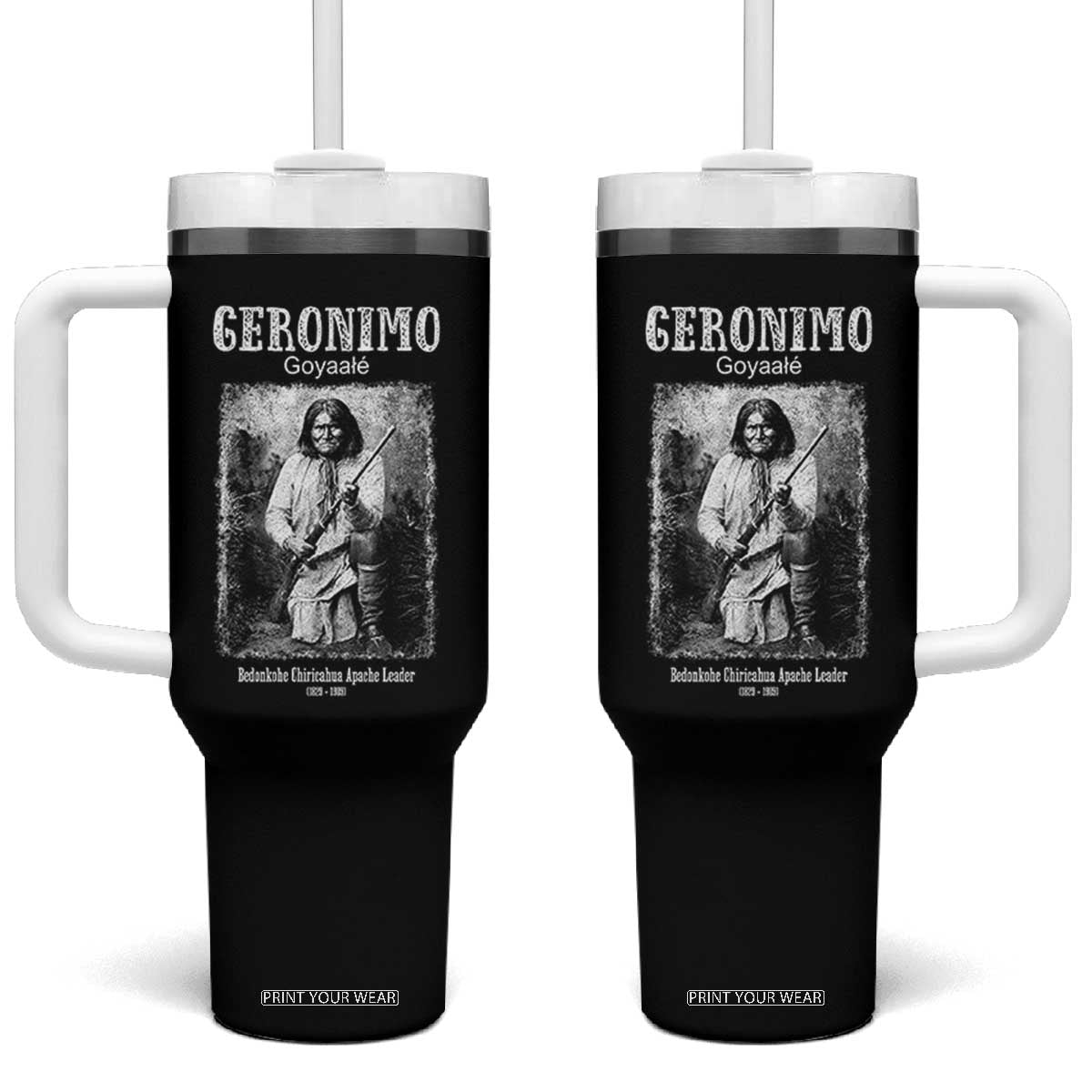 Geronimo Apache Leader American Indian History Tumbler With Handle
