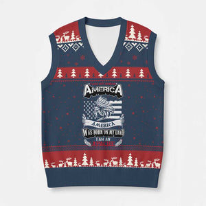 Apache Tribe Native American Indian Pride V-Neck Knit Sweater Vest I Was Not Born In America