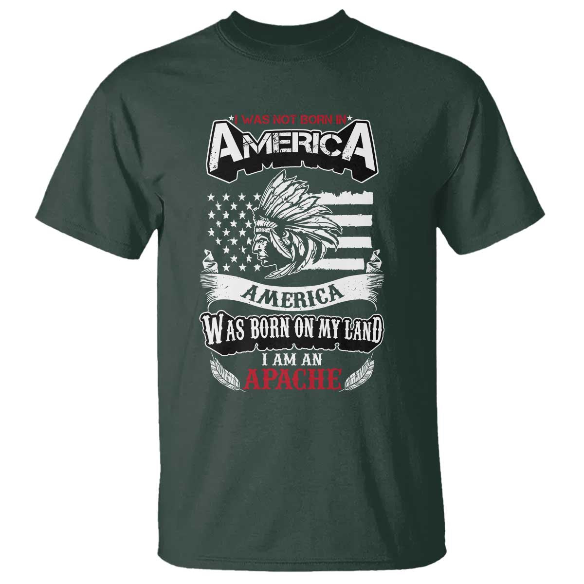 Apache Tribe Native American Indian Pride T Shirt I Was Not Born In America