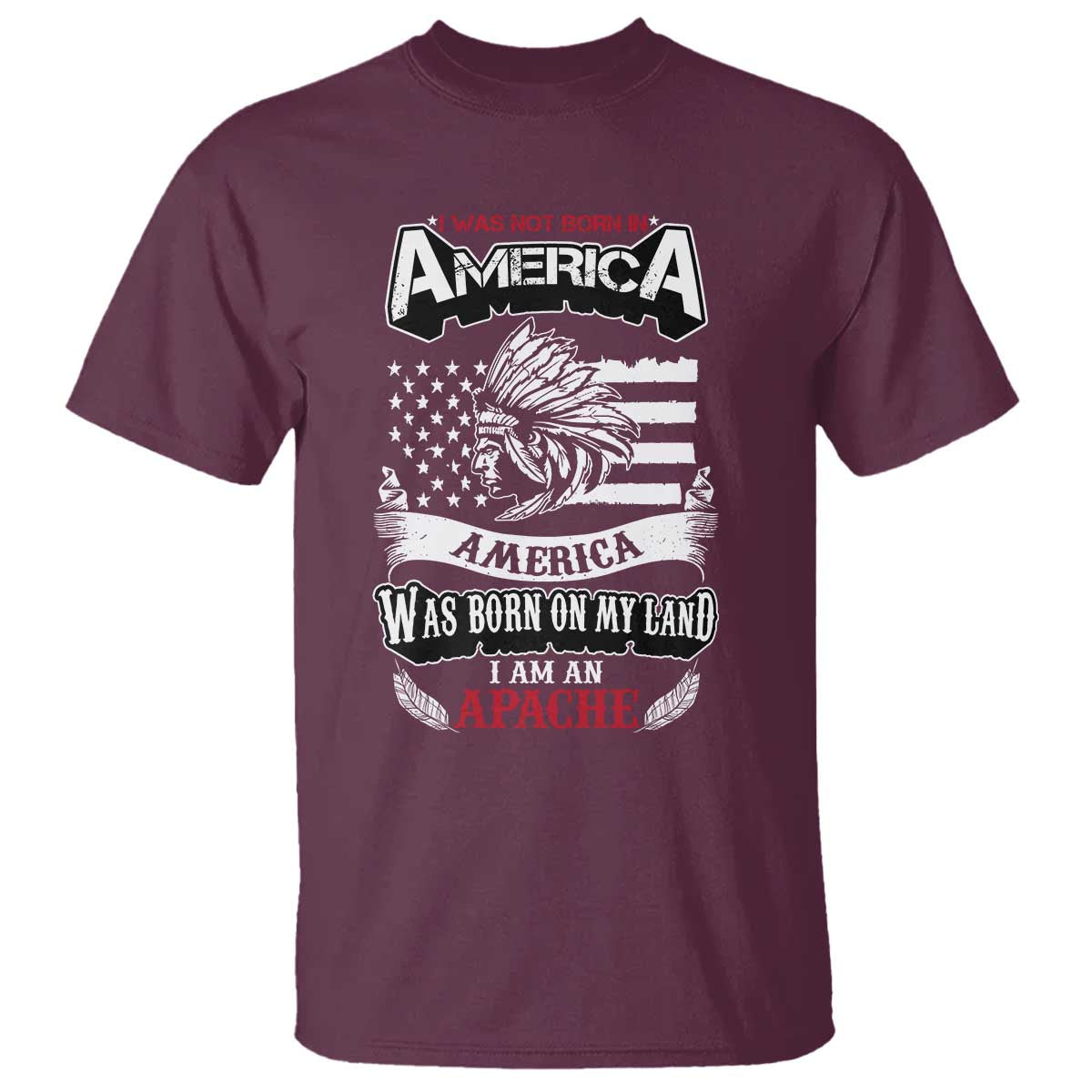 Apache Tribe Native American Indian Pride T Shirt I Was Not Born In America