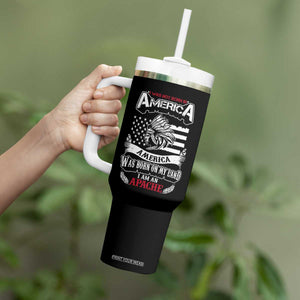 Apache Tribe Native American Indian Pride Tumbler With Handle I Was Not Born In America
