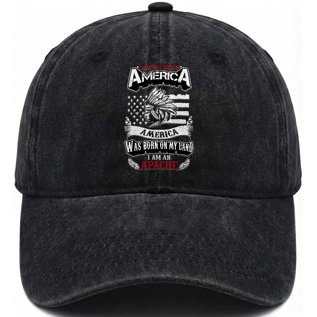 Apache Tribe Native American Indian Pride Washed Cotton Baseball Cap I Was Not Born In America TS14 Print Your Wear