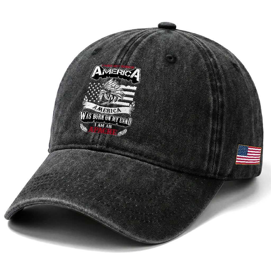 Apache Tribe Native American Indian Pride Washed Cotton Baseball Cap I Was Not Born In America