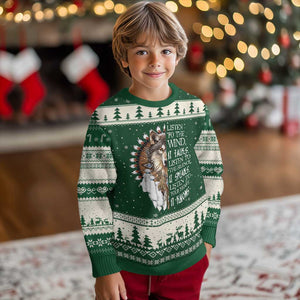 Native American Indian Wolf Saying Listen to The Wind Ugly Christmas Sweater