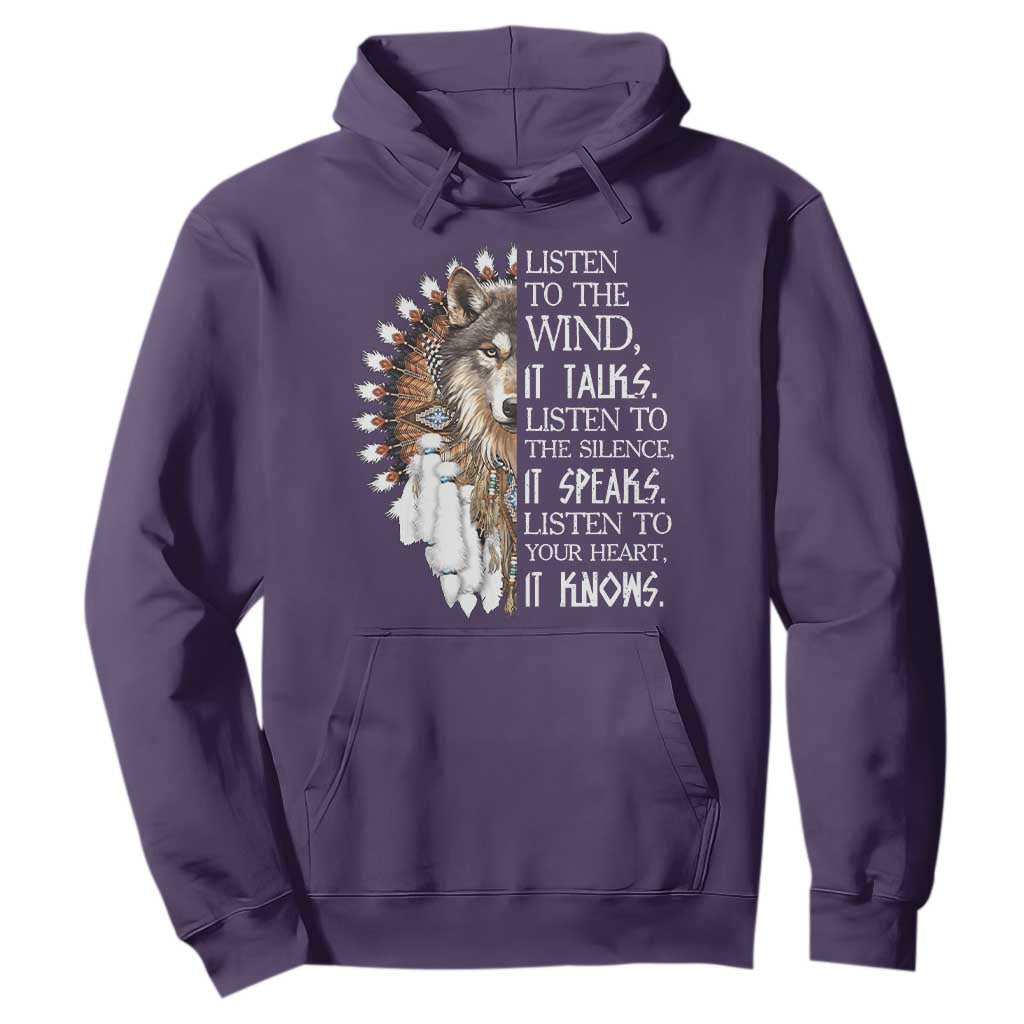 Native American Indian Wolf Saying Listen to The Wind Hoodie