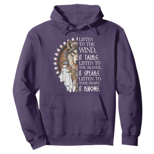 Native American Indian Wolf Saying Listen to The Wind Hoodie