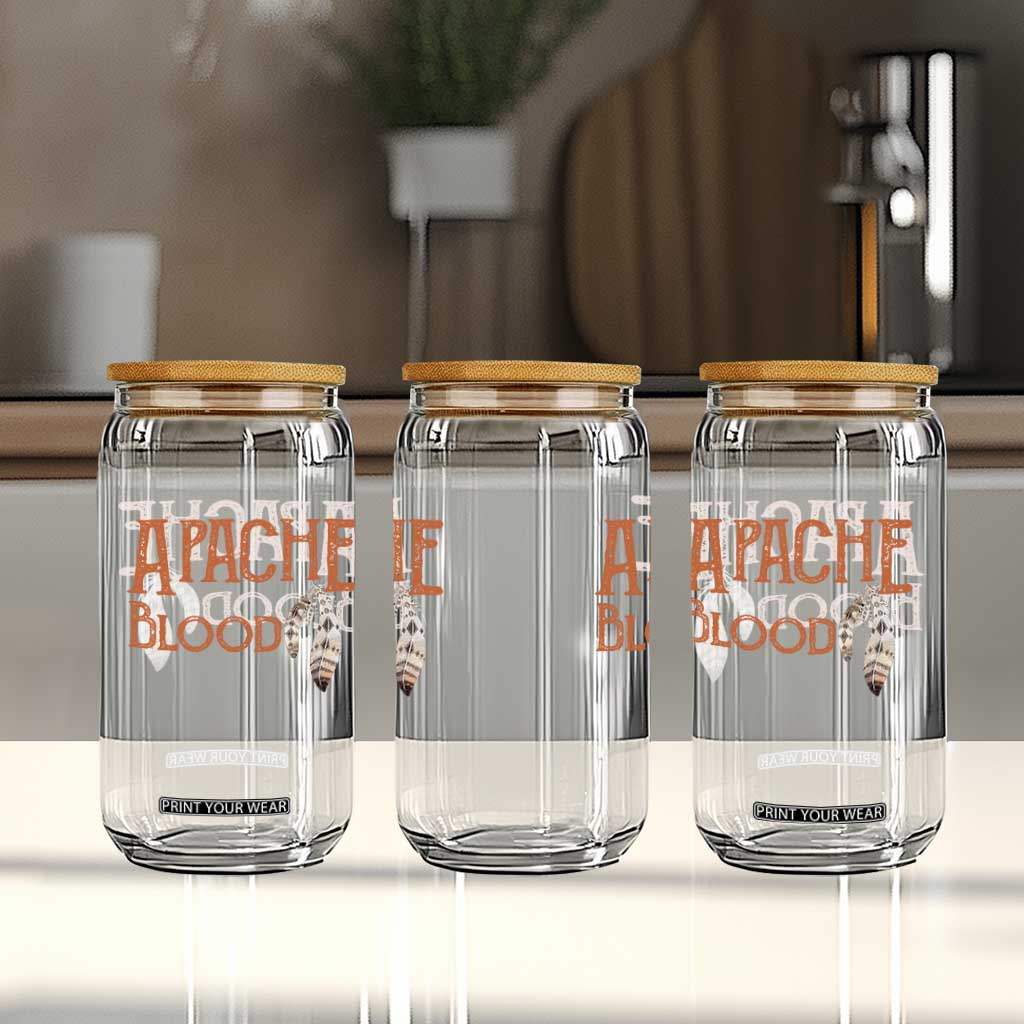 Apache Blood Roots for Proud Native American Peoples Glass Can