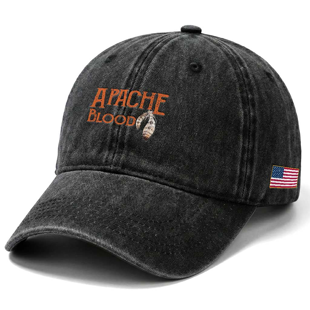 Apache Blood Roots for Proud Native American Peoples Washed Cotton Baseball Cap