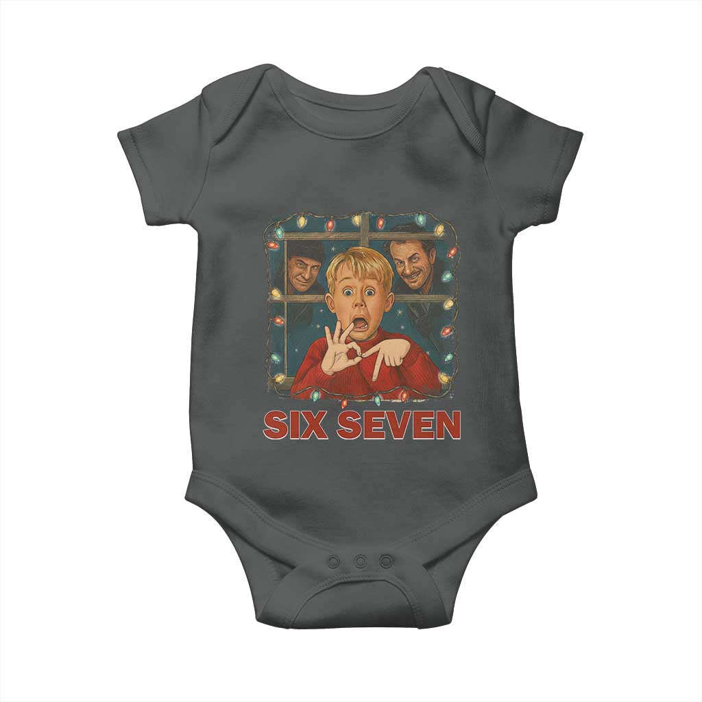 67 Six Seven Christmas Meme Baby Onesie Funny Family Xmas Movie TS14 Dark Heather Print Your Wear