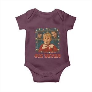 67 Six Seven Christmas Meme Baby Onesie Funny Family Xmas Movie TS14 Maroon Print Your Wear