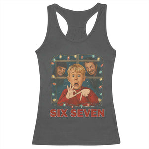 67 Six Seven Christmas Meme Racerback Tank Top Funny Family Xmas Movie TS14 Dark Heather Print Your Wear