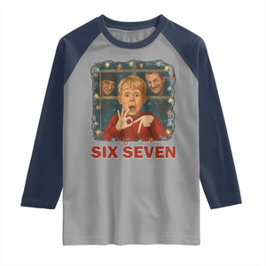 67 Six Seven Christmas Meme Raglan Shirt Funny Family Xmas Movie TS14 Sport Gray Navy Print Your Wear