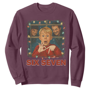67 Six Seven Christmas Meme Sweatshirt Funny Family Xmas Movie TS14 Maroon Print Your Wear