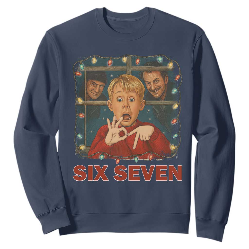 67 Six Seven Christmas Meme Sweatshirt Funny Family Xmas Movie TS14 Navy Print Your Wear