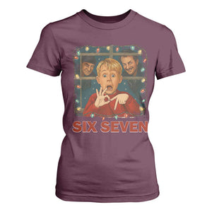 67 Six Seven Christmas Meme T Shirt For Women Funny Family Xmas Movie TS14 Maroon Print Your Wear