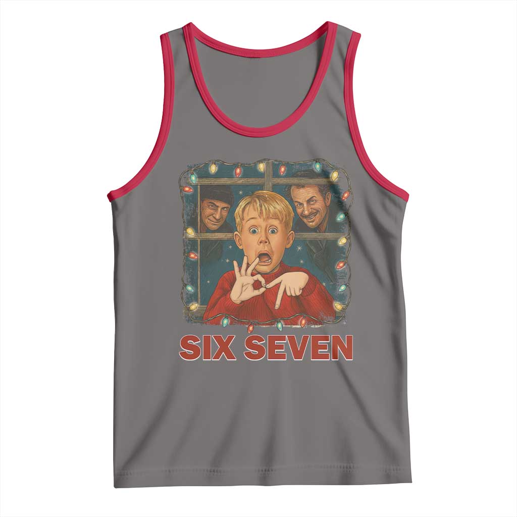 67 Six Seven Christmas Meme Tank Top Funny Family Xmas Movie TS14 Deep Heather Red Print Your Wear