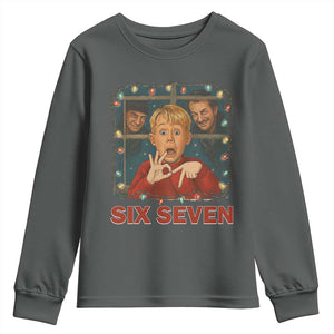67 Six Seven Christmas Meme Youth Sweatshirt Funny Family Xmas Movie TS14 Dark Heather Print Your Wear