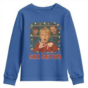 67 Six Seven Christmas Meme Youth Sweatshirt Funny Family Xmas Movie TS14 Royal Blue Print Your Wear