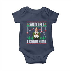 Santa I Know Him Baby Onesie Funny Elf Christmas TS14 Navy Print Your Wear